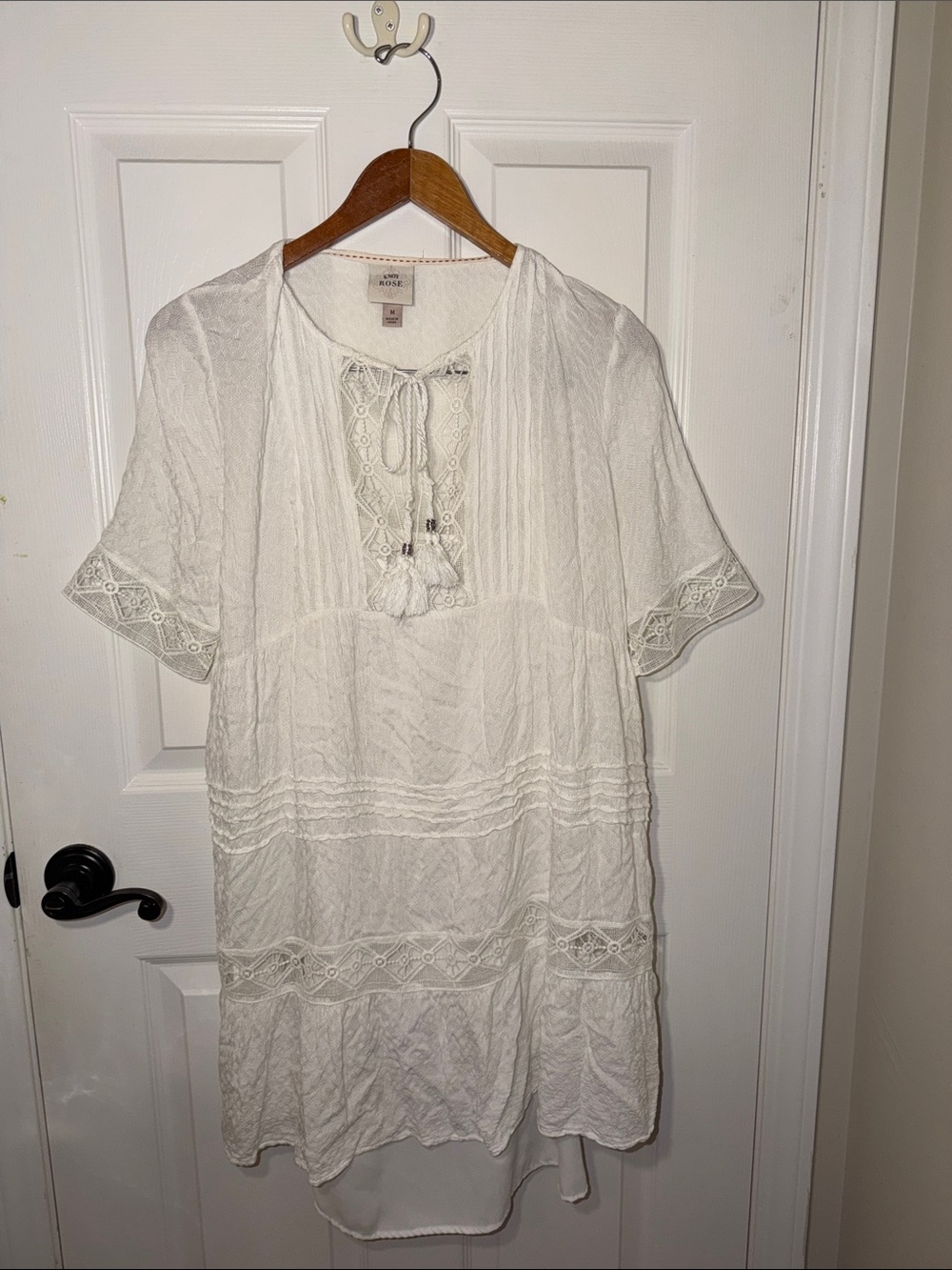 Lightweight White Lace-Trim Tunic Dress